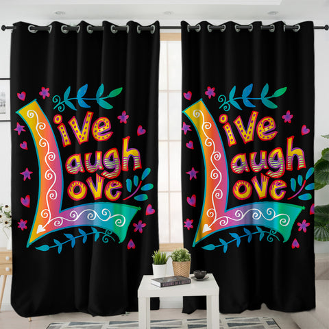 Image of Colorful Live Laugh Love SWKL3346 - 2 Panel Curtains