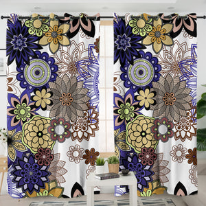 Round Floral Aztec SWKL3343 - 2 Panel Curtains