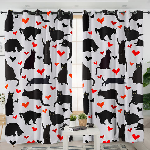 Image of Cats & Hearts Monogram SWKL3388 - 2 Panel Curtains