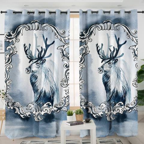 Image of Elk Sketch On The Mirror SWKL3366 - 2 Panel Curtains