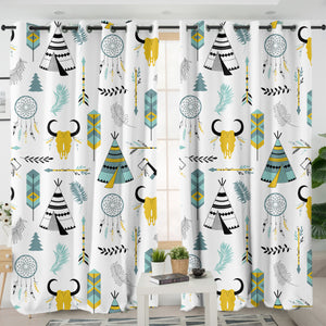 Colorful Bohemian Hunter Pattern SWKL3364 - 2 Panel Curtains
