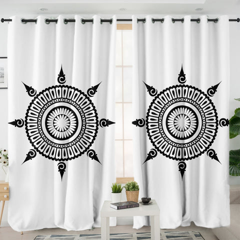 Image of B&W Simple Mandala SWKL3314 - 2 Panel Curtains