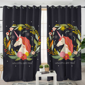 Colorful Floral Unicorn Are Real SWKL3378 - 2 Panel Curtains