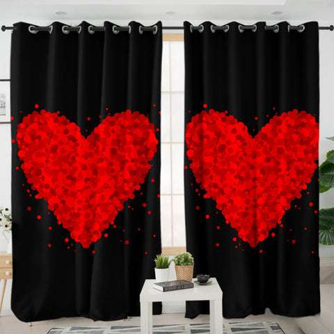 Image of Red Dot Heart SWKL3377 - 2 Panel Curtains