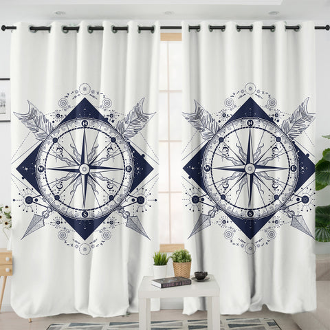 Image of Arrows & Compass SWKL3349 - 2 Panel Curtains