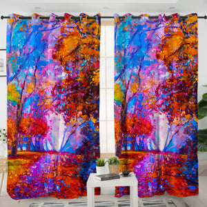 Multicolor Autumn Forest SWKL3300 - 2 Panel Curtains