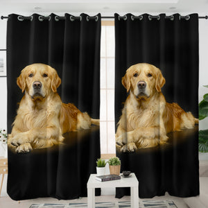 Golden Retriever in Black SWKL3301 - 2 Panel Curtains