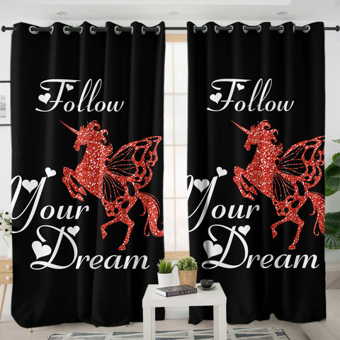 Image of Follow Your Dream - Unicorn SWKL3313 - 2 Panel Curtains