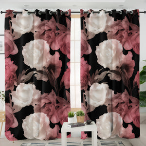 Pink & White Flowers SWKL3369 - 2 Panel Curtains