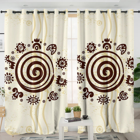 Image of Ancient Egypt Hieroglyphic Around Spiral SWKL3331 - 2 Panel Curtains