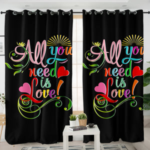 Colorful All You Need Is Love SWKL3348 - 2 Panel Curtains