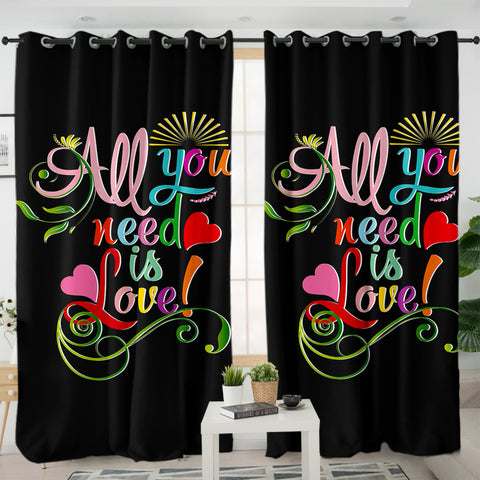 Image of Colorful All You Need Is Love SWKL3348 - 2 Panel Curtains