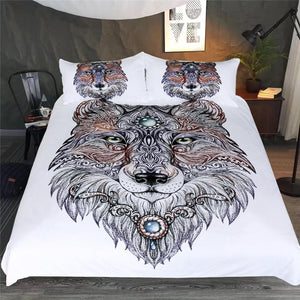 Tattoo Head Wolf Comforter Set - Beddingify