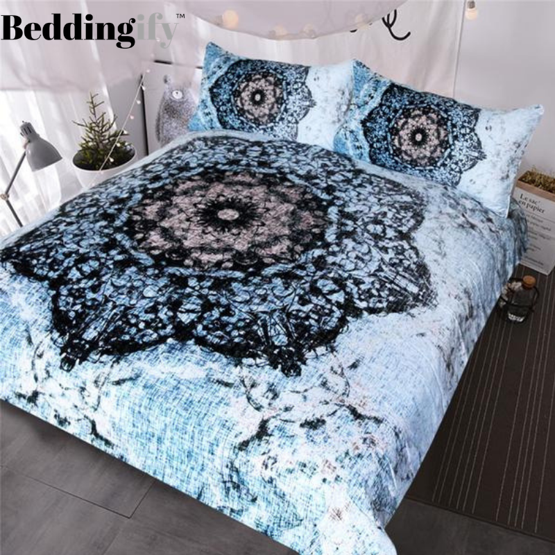 Black and Blue Boho Comforter Set - Beddingify
