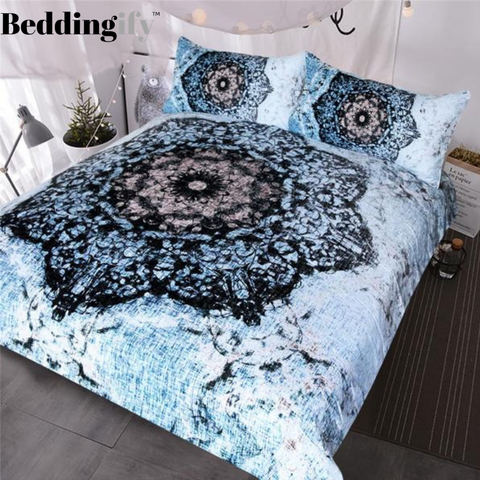 Image of Black and Blue Boho Bedding Set - Beddingify
