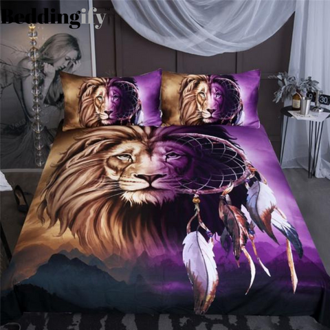 Image of Lion Dreamcatcher Comforter Set - Beddingify