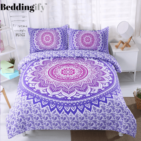 Image of Light Purple Mandala Pattern Bedding Set - Beddingify