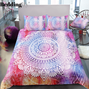 Pink Purple Red Mandala Pattern Bedding Set - Beddingify