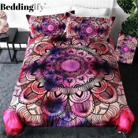 Image of Purple Red Bohemian Floral Comforter Set - Beddingify