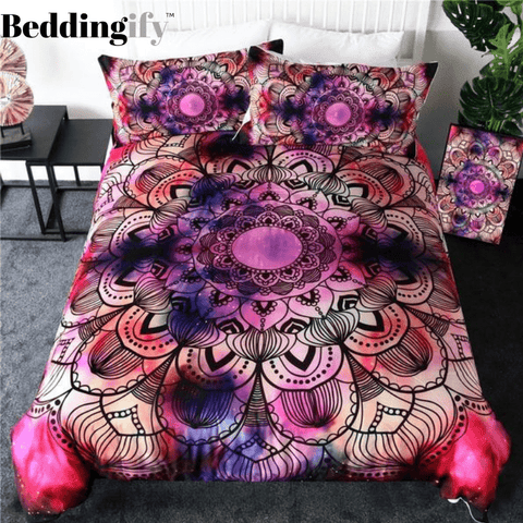 Image of Purple Red Bohemian Floral Bedding Set - Beddingify