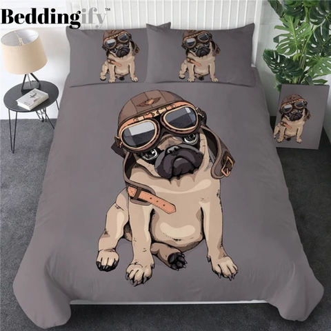 Image of Pilot Pug Comforter Set - Beddingify