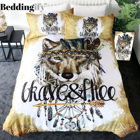 Image of Native Tribal Wolf Bedding Set - Beddingify