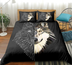 Triangular and Wireframe Wolf Bedding - Beddingify