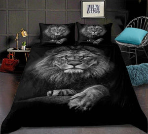 Black Lion Pattern Lifelike Print Bedding Set - Beddingify