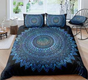 Black Blue Mandala Pattern Bedding Set - Beddingify