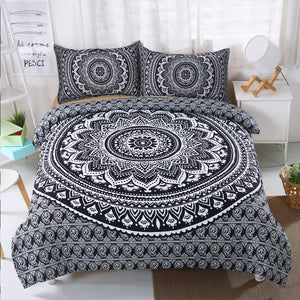 Black Lotus Mandala Pattern Bedding Set - Beddingify