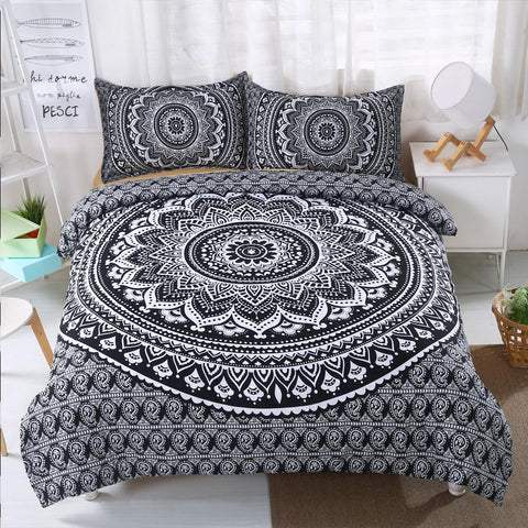 Image of Black Lotus Mandala Pattern Comforter Set - Beddingify