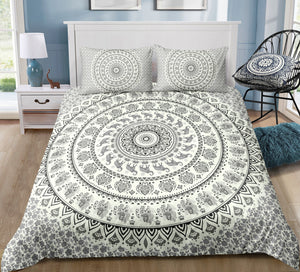 Black White Mandala Pattern Bedding Set - Beddingify