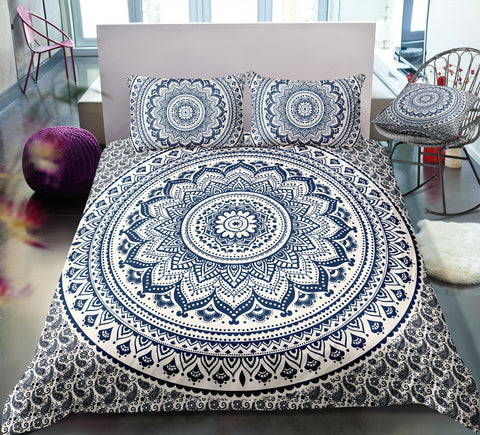 Image of Black and Blue Mandala Bedding Set - Beddingify
