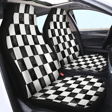 Image of Black and White Checkerboard SWQT1499 Car Seat Covers