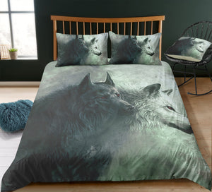 Black and White Wolves Bedding Set - Beddingify