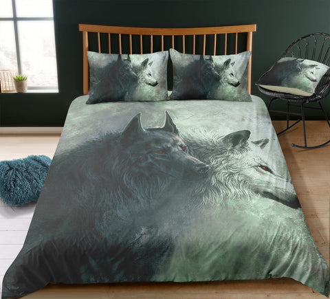 Image of Black and White Wolves Bedding Set - Beddingify