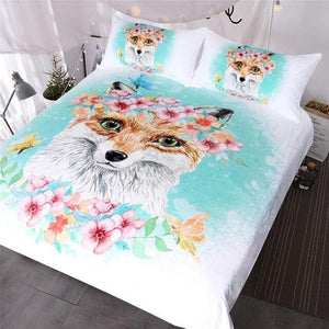 Pink Floral Fox Girls Comforter Set - Beddingify