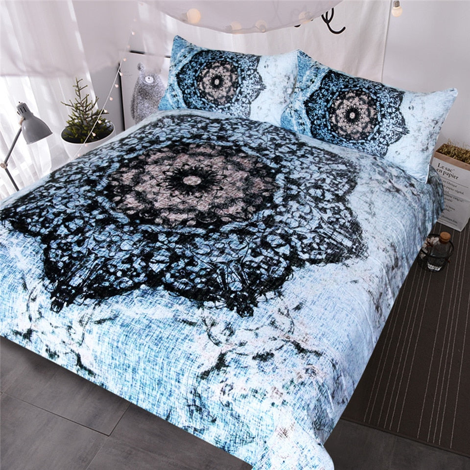Black and Blue Boho Bedding Set - Beddingify