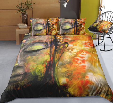 Image of Buddha Status Abstract Art Bedding Set - Beddingify