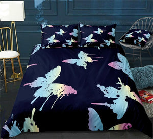 Pink Blue Butterfly Bedding Set - Beddingify
