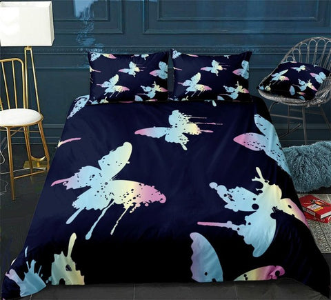 Image of Pink Blue Butterfly Bedding Set - Beddingify