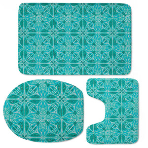 Turquoise Tile Pattern Toilet Three Pieces Set