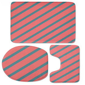 Living Coral Diagonal Stripes Toilet Three Pieces Set