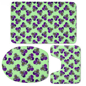 Violets On A Green Background Toilet Three Pieces Set