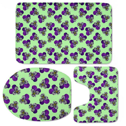 Image of Violets On A Green Background Toilet Three Pieces Set