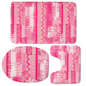 Pink Ethnic Toilet Three Pieces Set