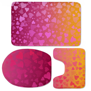 Hearts On Pink Orange Background Toilet Three Pieces Set