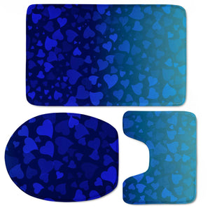 Hearts On Blue Green Background Toilet Three Pieces Set