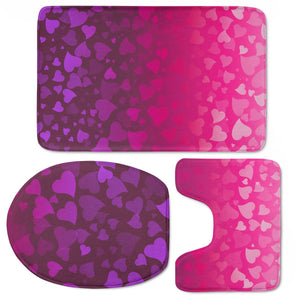 Purple Pink Hearts Toilet Three Pieces Set