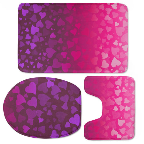 Image of Purple Pink Hearts Toilet Three Pieces Set